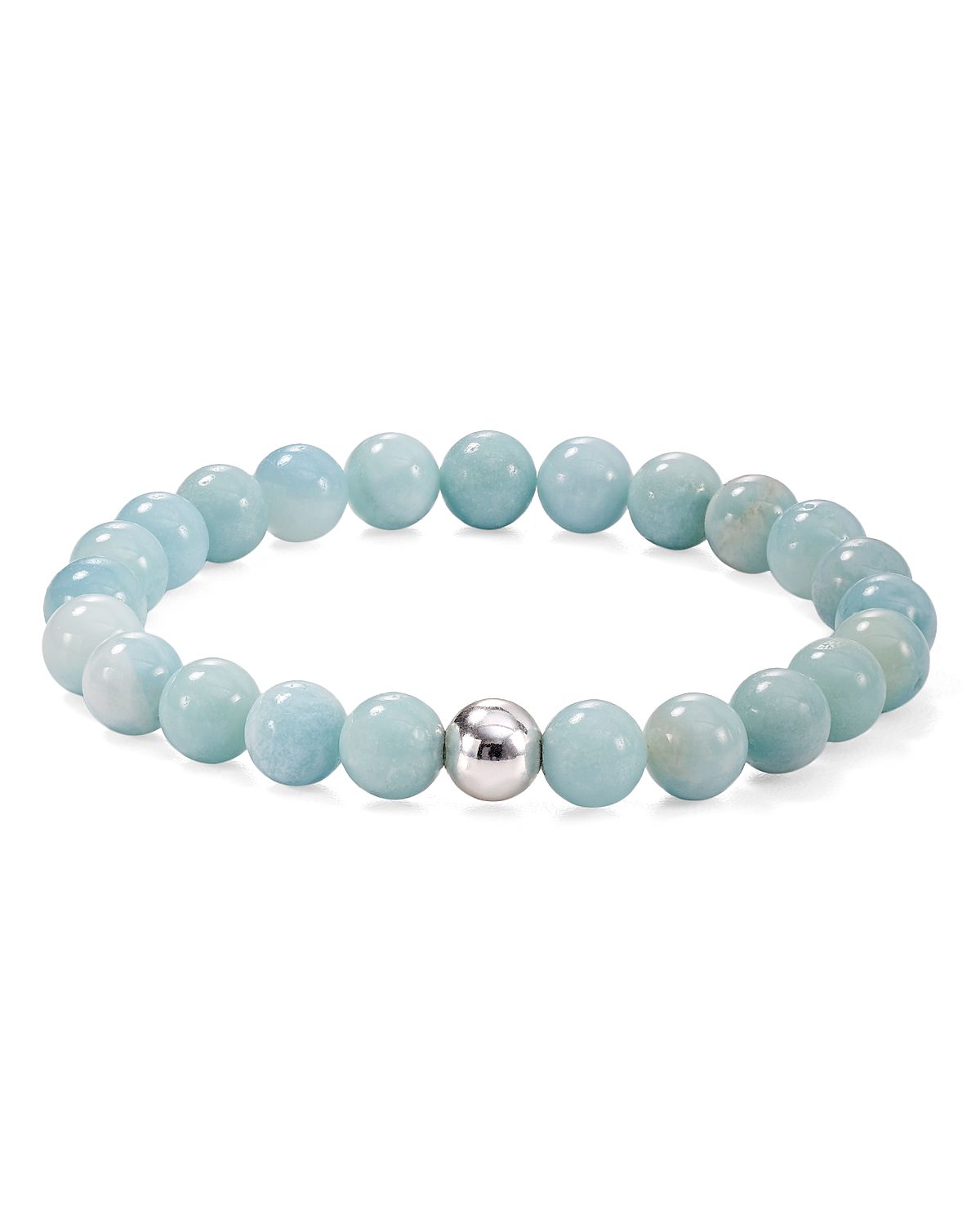Aqua Sterling Silver & Stone Beaded Stretch Bracelet - Exclusive