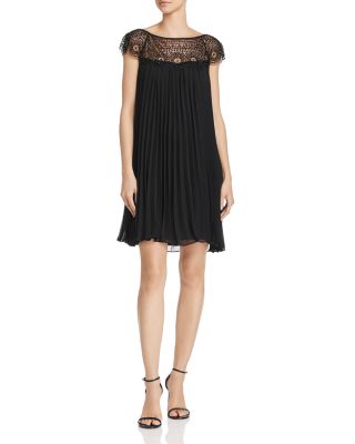 Avery G - Embellished Pleated-Chiffon Shift Dress