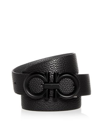 Ferragamo Salvatore Men's Black Buckle Reversible Leather Belt ...
