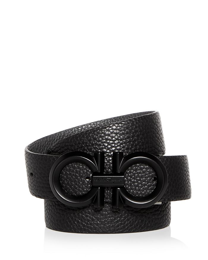 Salvatore Ferragamo - Men's Black Buckle Reversible Leather Belt