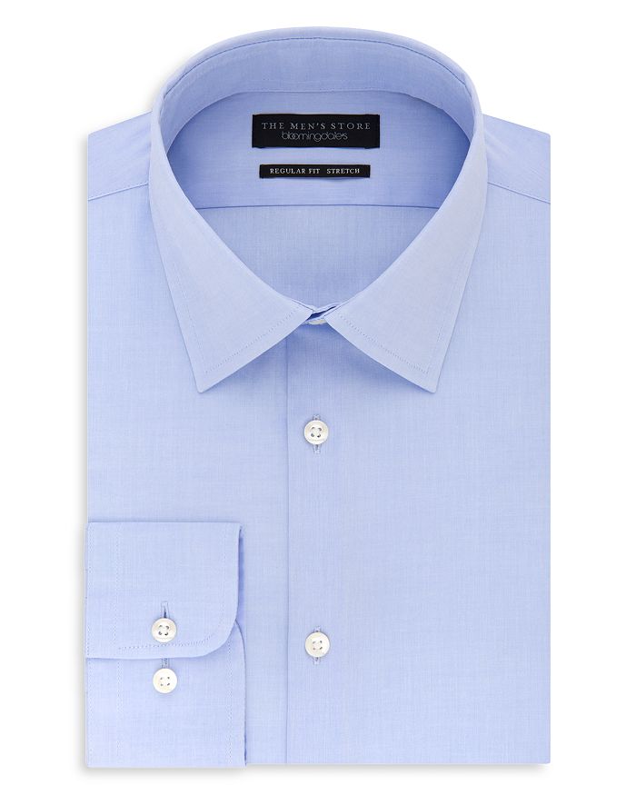 The Men's Store At Bloomingdale's Solid Stretch Regular Fit Dress Shirt - 100% Exclusive In Light Blue
