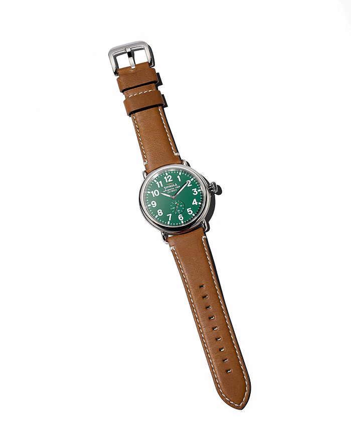 Shop Shinola The Runwell Brown & Green Dial Watch, 47mm In Brown/green