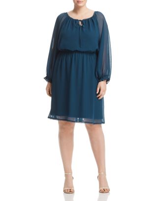 Adrianna Papell Plus Blouson Long Sleeve Dress | Bloomingdale's