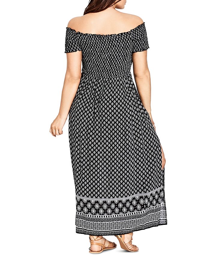 CITY CHIC SMOCKED OFF-THE-SHOULDER MAXI DRESS