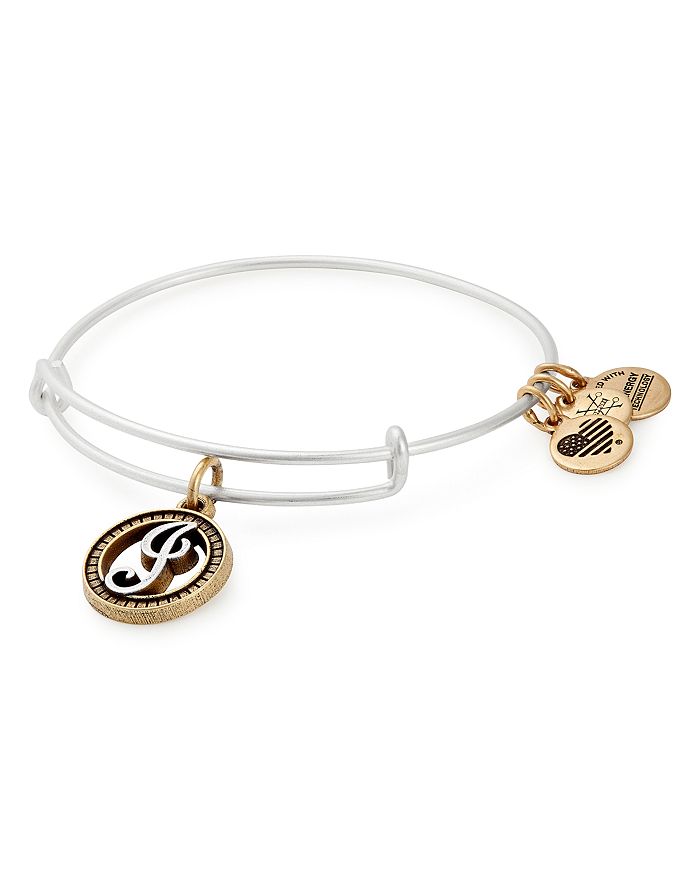 Alex And Ani Initial Two-tone Expandable Bracelet In Silver/j