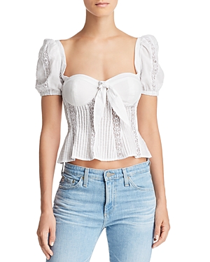 FOR LOVE & LEMONS VIRGINIA LACE-INSET TOP,CT1393-SU18C