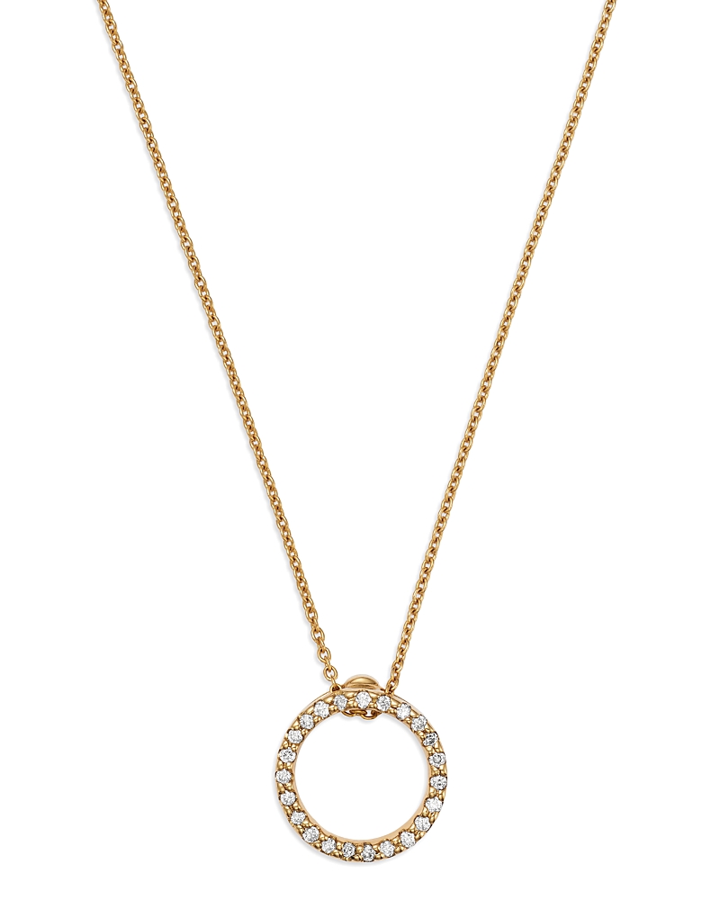 Roberto Coin 18K White Gold or Yellow Gold and Diamond Extra Small Circle Necklace, 16-18 · OS