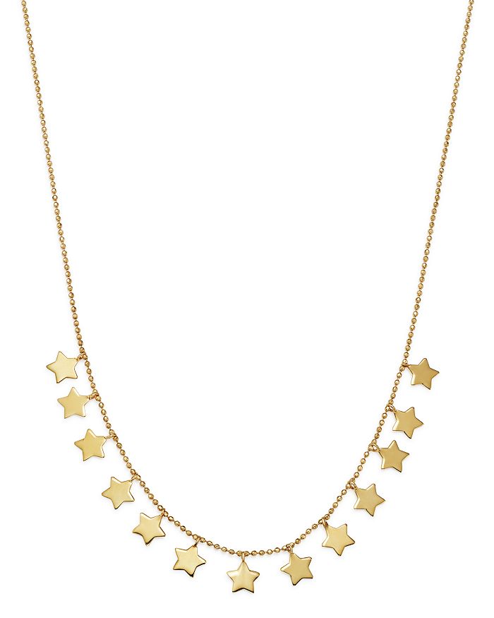 Moon & Meadow Star Frontal Necklace in 14K Yellow Gold, 17
