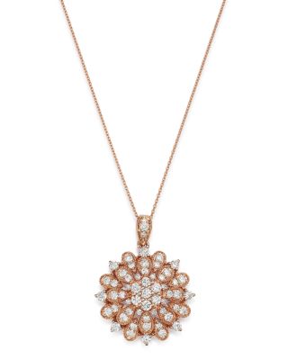 Bloomingdale's Diamond Flower Burst Pendant Necklace In 14K Rose Gold ...