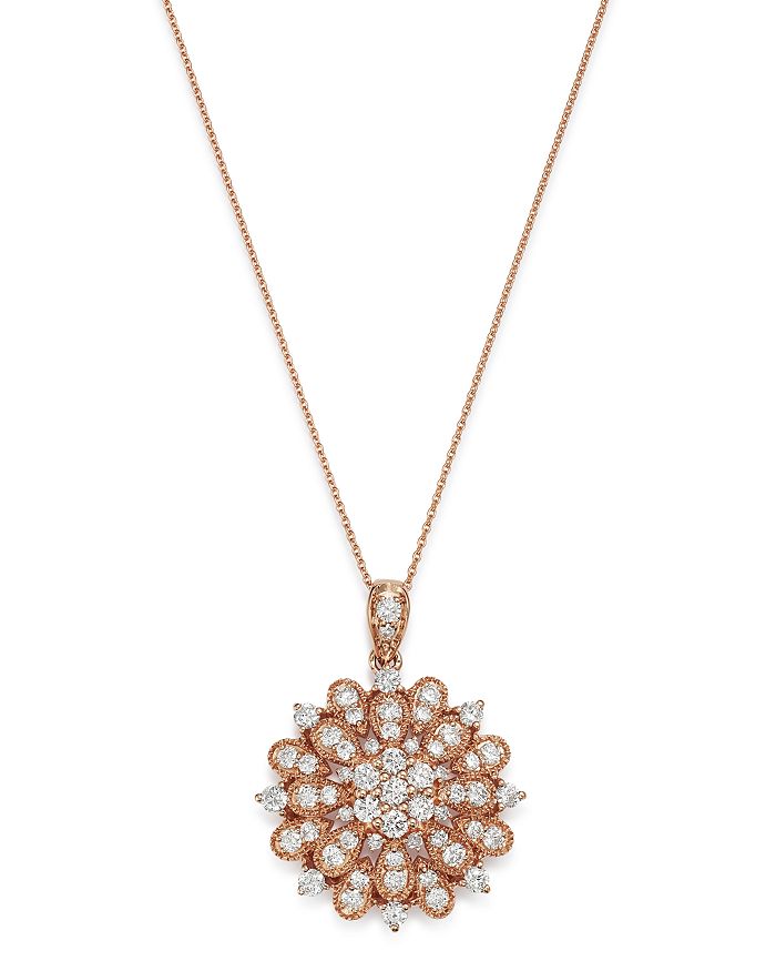 Bloomingdale's Diamond Flower Burst Pendant Necklace in 14K Rose Gold ...