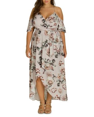 City Chic Plus Champagne Rose Cold-Shoulder Dress | Bloomingdale's