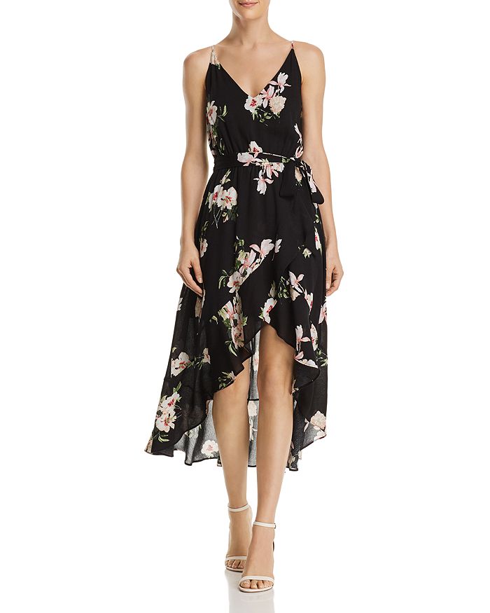 AQUA Floral Print Gauze High/Low Dress - 100% Exclusive | Bloomingdale's