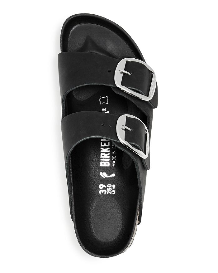 Shop Birkenstock Women's Arizona Big Buckle Slide Sandals In Black Leather/silver