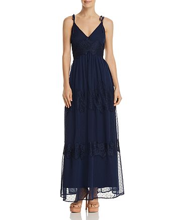 AQUA Swiss Dot & Lace Maxi Dress - 100% Exclusive | Bloomingdale's