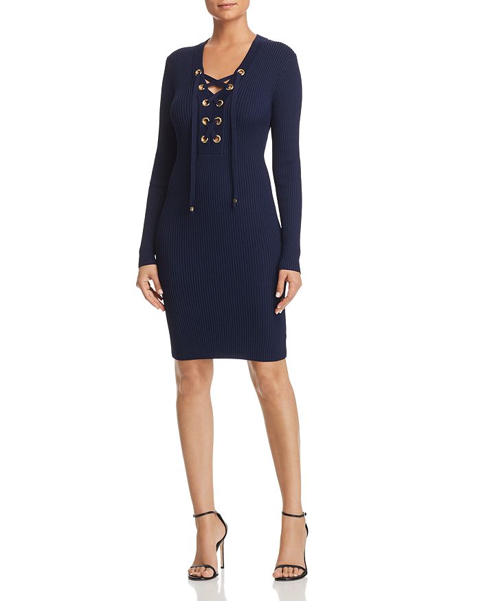 MICHAEL Michael Kors Lace Up Rib Knit Dress Bloomingdale s