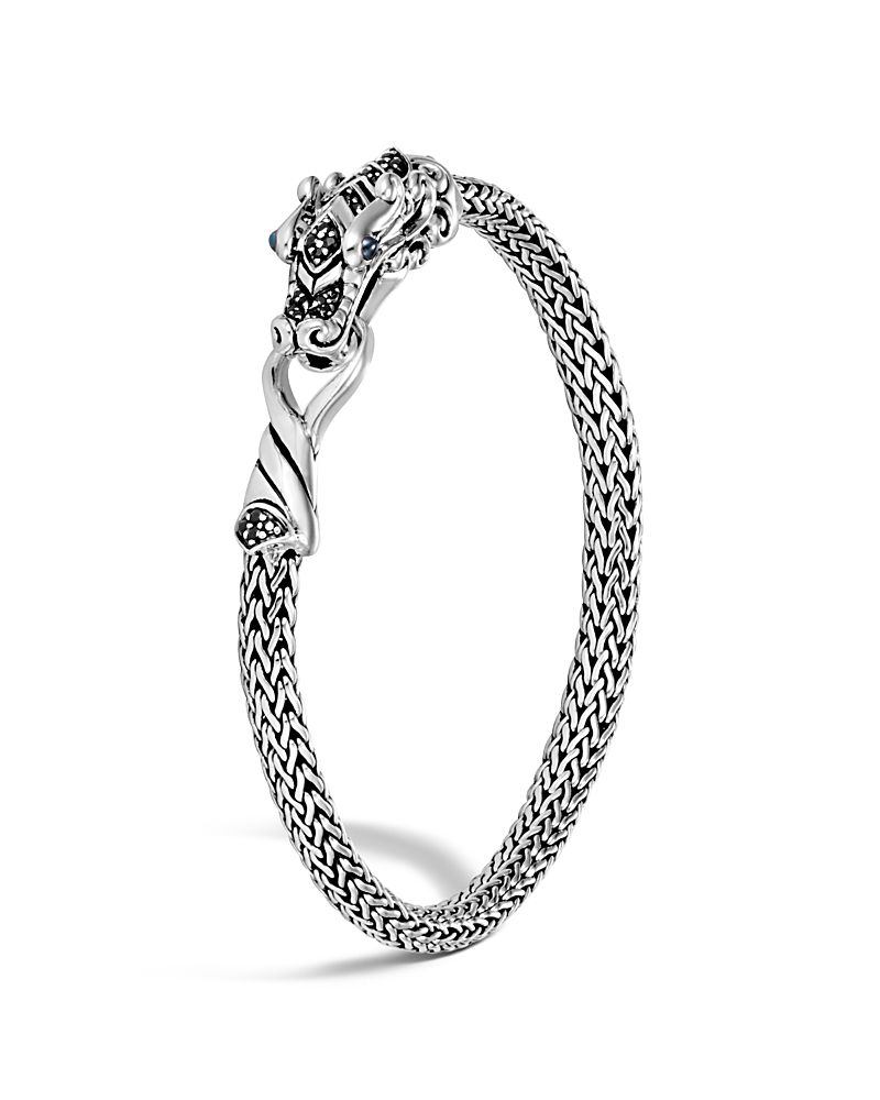 JOHN HARDY STERLING SILVER LEGENDS NAGA EXTRA SMALL CHAIN BRACELET WITH BLUE SAPPHIRE EYES BBS601334BLSBNXM