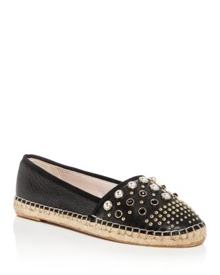 Brigid Studded Leather Espadrille Flats 