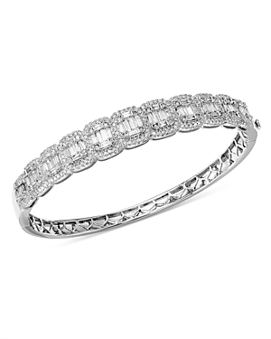BLOOMINGDALE'S DIAMOND ROUND & BAGUETTE STATEMENT BANGLE IN 14K WHITE GOLD, 3.0 CT. T.W. - 100% EXCLUSIVE,66443-Z
