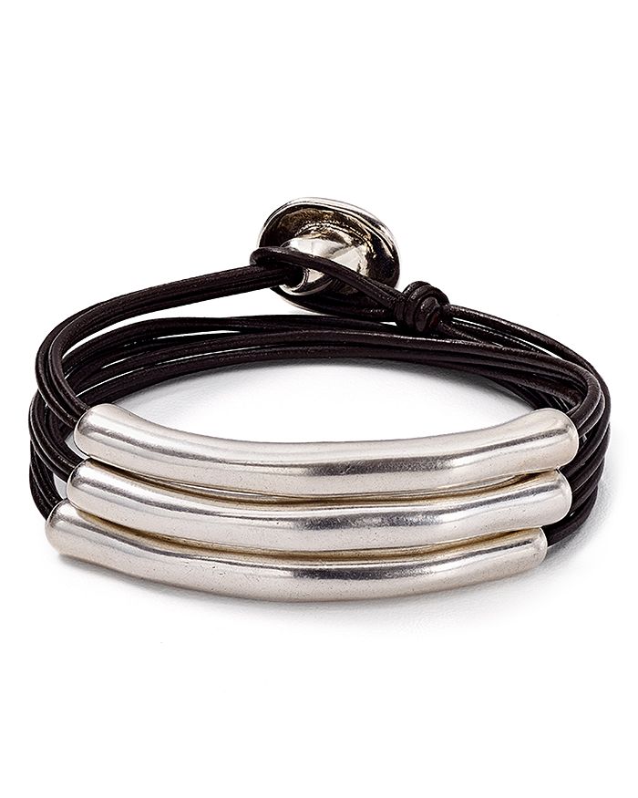 Shop Uno De 50 Not To Be Wrap Bracelet In Silver/leather