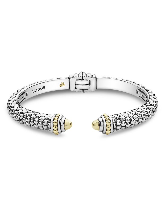 LAGOS 18K Yellow Gold & Sterling Silver Signature Caviar Cuff Bracelet ...