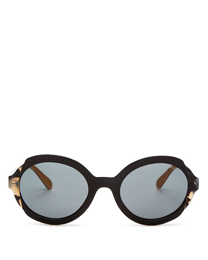 Prada Women's Eiquette Mirrored Round Sunglasses, 53mm In Black Yellow/gray
