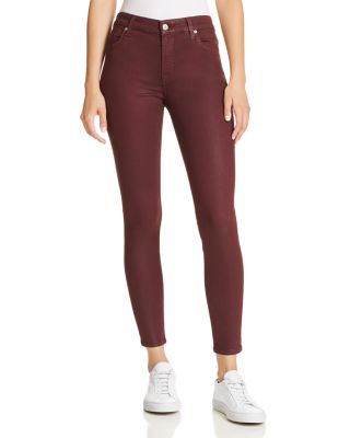 7 For All Mankind Coated Ankle Skinny Jeans in Bordeaux | Bloomingdale's
