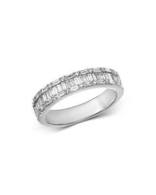 Bloomingdale's Fine Collection Diamond Baguette & Round Band Ring in 14K White Gold, 0.70 ct. t. w. - Exclusive