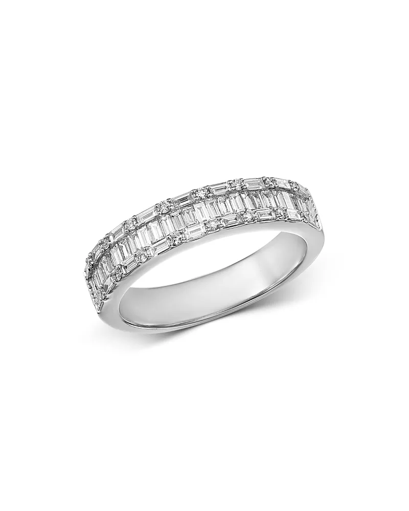 Bloomingdale's Fine Collection Diamond Baguette & Round Band Ring in 14K White Gold, 0.70 tcw