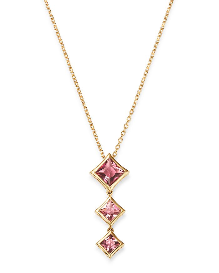 Olivia B 14k Yellow Gold Tiered Pink Tourmaline Drop Pendant Necklace, 17 - 100% Exclusive In Pink/gold