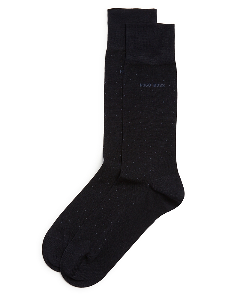 Shop Hugo Boss George Micro Dot Dress Socks In Dark Blue