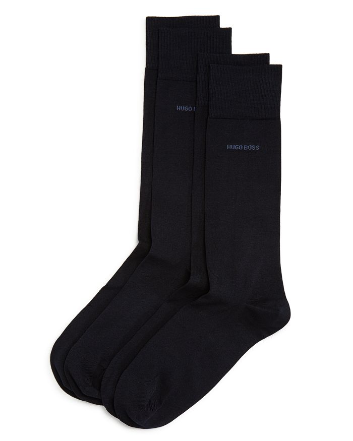 Shop Hugo Boss Solid Dress Socks - Pack Of 2 In Dark Blue