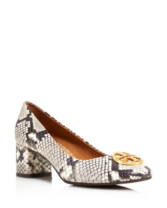 Tory Burch Women's Chelsea Round Toe Snakeskin-Embossed Leather Pumps |  Bloomingdale's