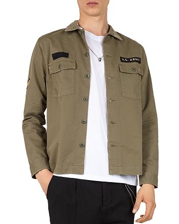 The Kooples Embroidered Regular Fit Army Shirt | Bloomingdale's