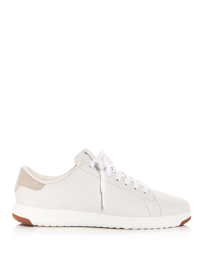 Shop Cole Haan Women's Grandsport Leather Lace Up Sneakers In Optic White