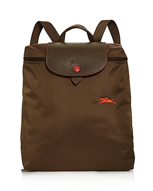 Longchamp Le Pliage Club Nylon Backpack In Khaki/nickel