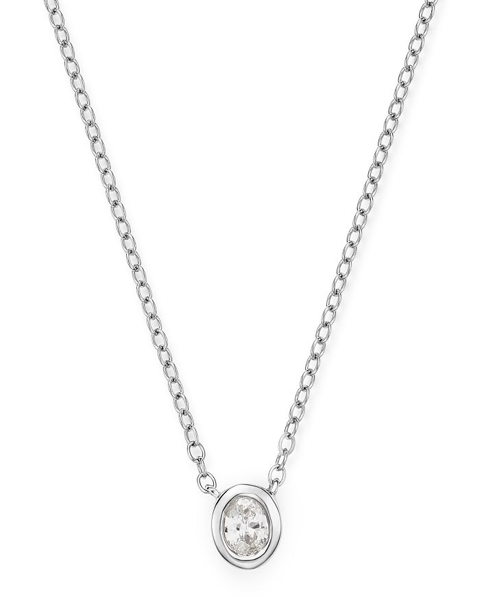 Bloomingdale's Diamond Oval Bezel Set Pendant Necklace In 14k White Gold, 0.20 Ct. T.w. - 100% Exclusive