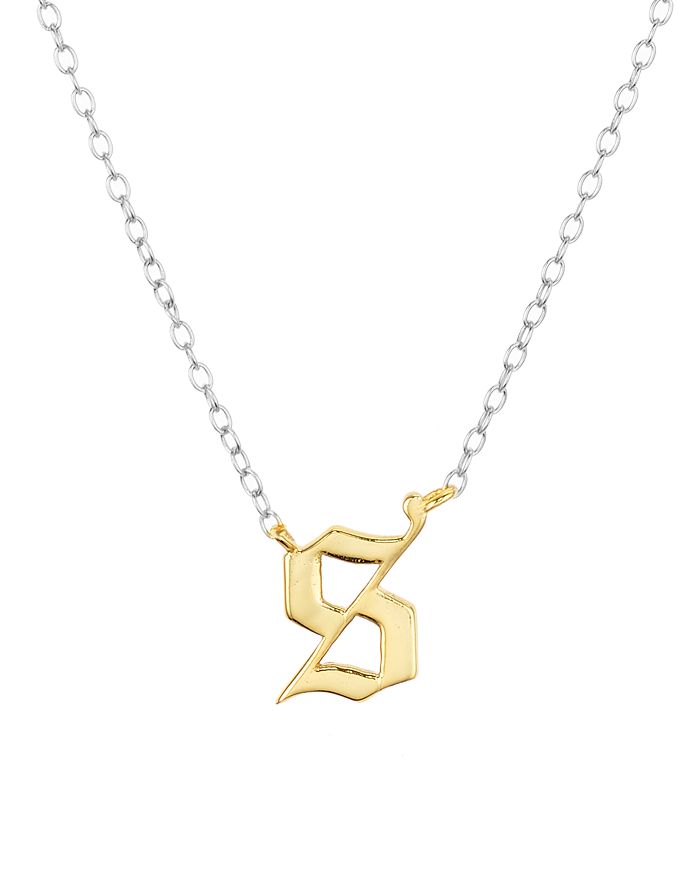 Argento Vivo Two Tone Gothic Initial Pendant Necklace, 16 In Two Tone/s