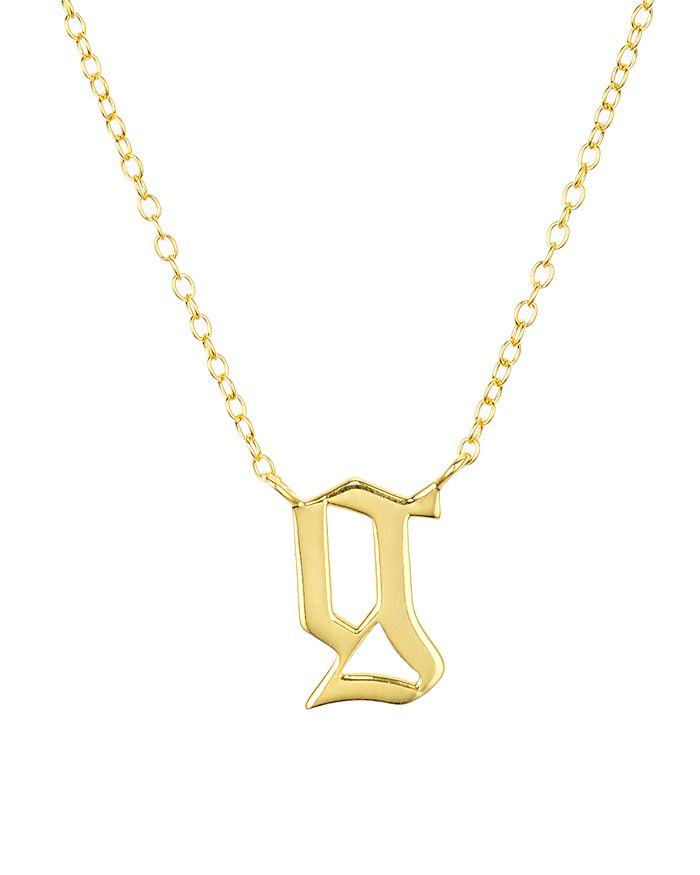 Argento Vivo Gothic Initial Pendant Necklace, 16 In Gold/g