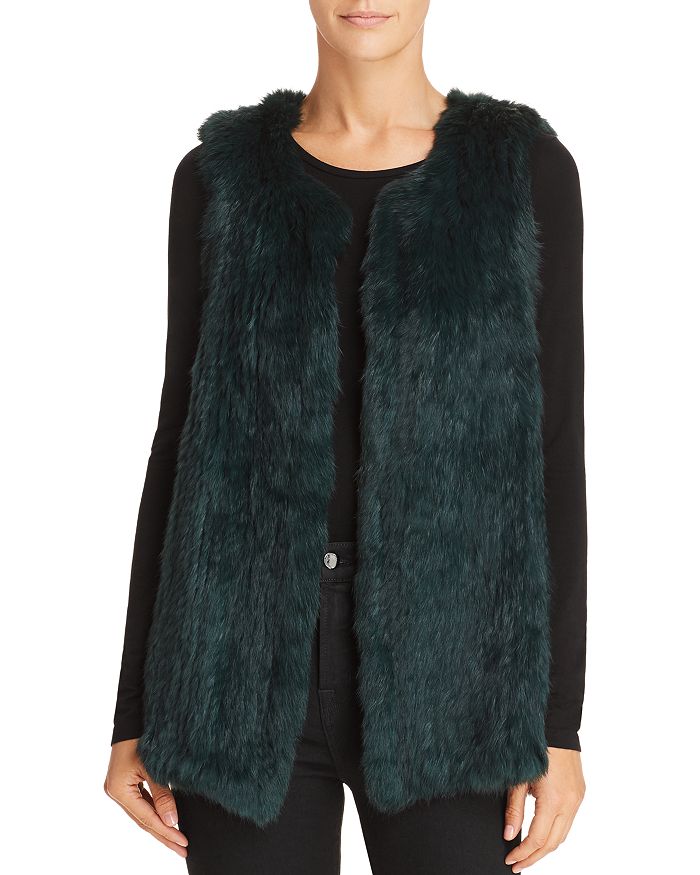 525 America Rabbit Fur Long Vest 100 Exclusive Bloomingdale s