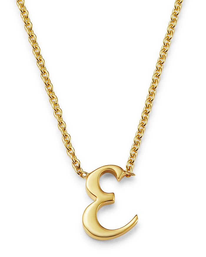 Roberto Coin 18k Yellow Gold Cursive Initial Necklace, 16 In E/gold