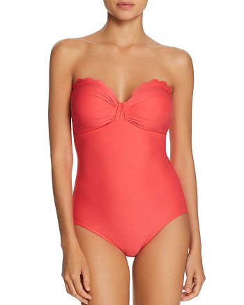 kate spade new york Scalloped Bow Bandeau One Piece Swimsuit |  Bloomingdale's