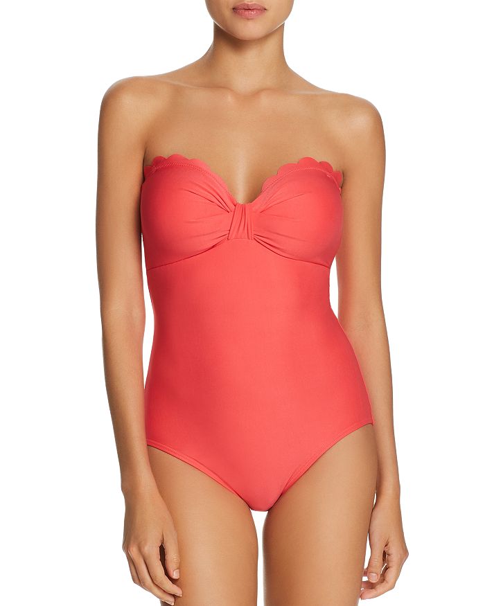 kate spade new york Scalloped Bow Bandeau One Piece Swimsuit