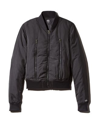 alo yoga Bomber ジャケット Select Hooded Bomber Jacket - Black | ALO