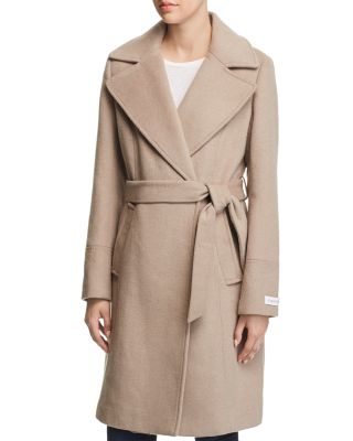 Calvin Klein Notched Collar Wrap Coat | Bloomingdale's
