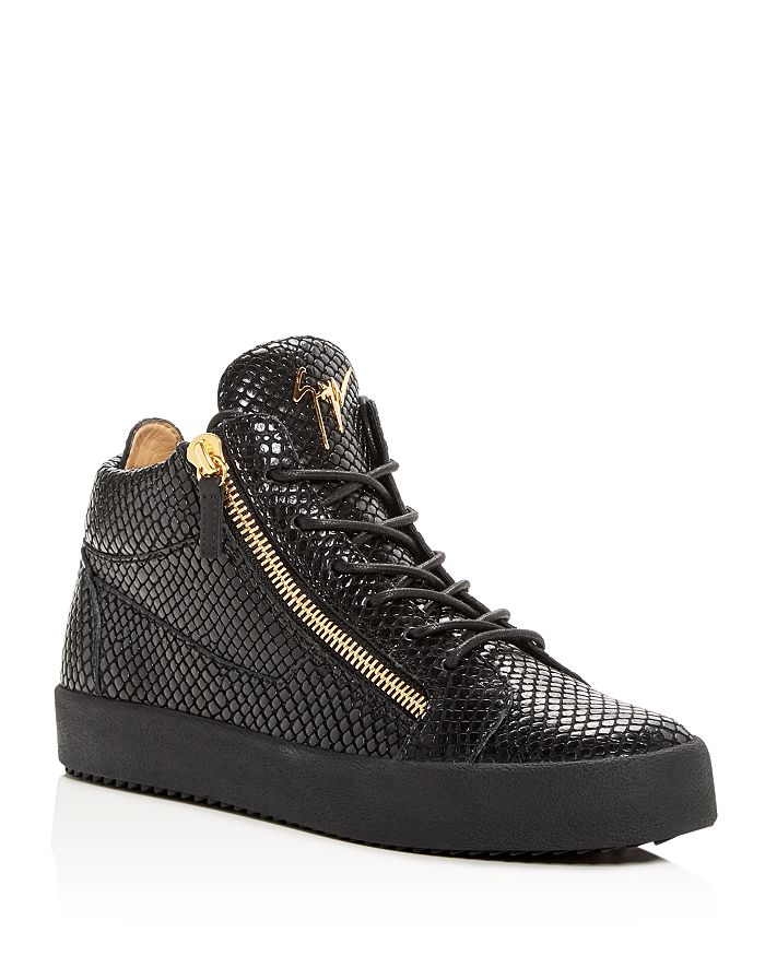 Giuseppe Zanotti Men's Snake-Embossed Leather Mid Top Sneakers ...