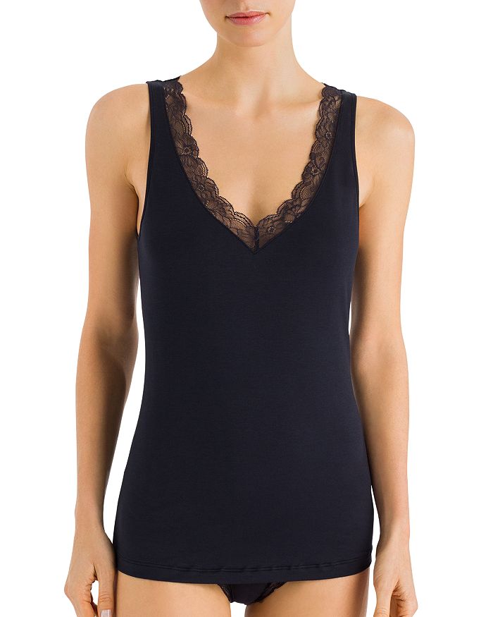 Hanro Cotton Lace V-Neck Tank | Bloomingdale's