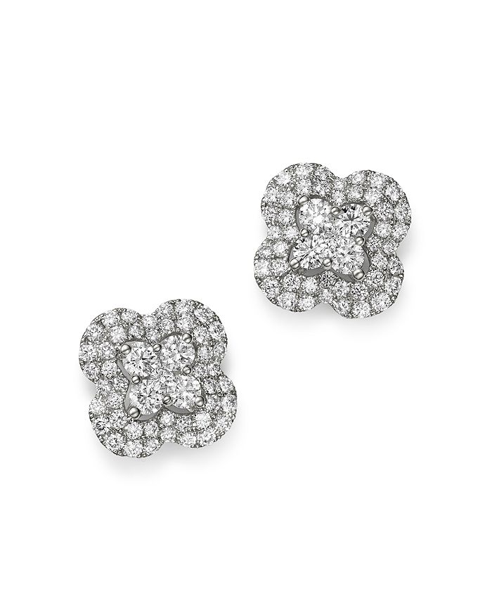 Bloomingdale's Diamond Clover Stud Earrings in 14K White Gold, 1.33 ct ...