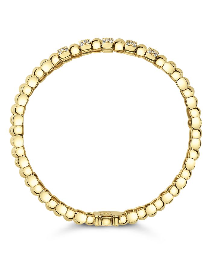 Lagos 18k Yellow Gold Caviar Gold Five Station Pave Diamond Statement Bracelet In White/gold