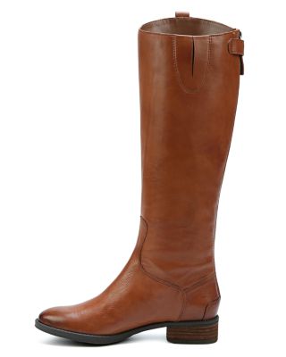Women's Penny Round Toe Leather Low-Heel Riding Boots