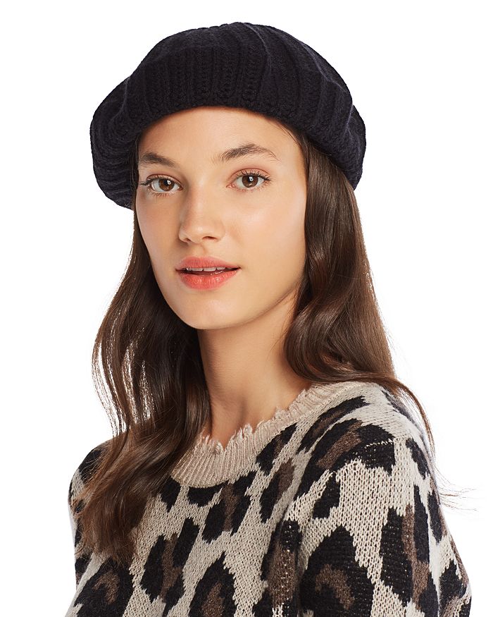 C By Bloomingdale's Rib-knit Cashmere Beret - 100% Exclusive In Black